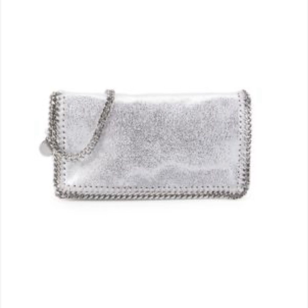 ✨ Stella McCartney Silver Falabella Metallic Crossbody Bag with Chain Strap